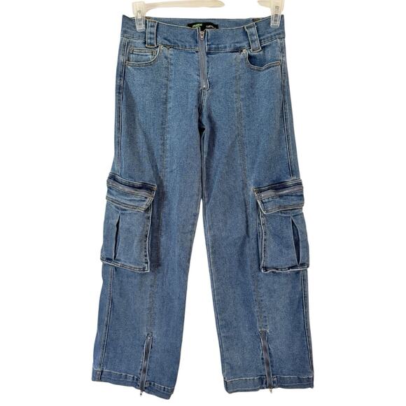 Forever x Frankie & The Studs Denim Cargo Baggy Wide Leg Jeans Women’s Medium - Picture 1 of 8